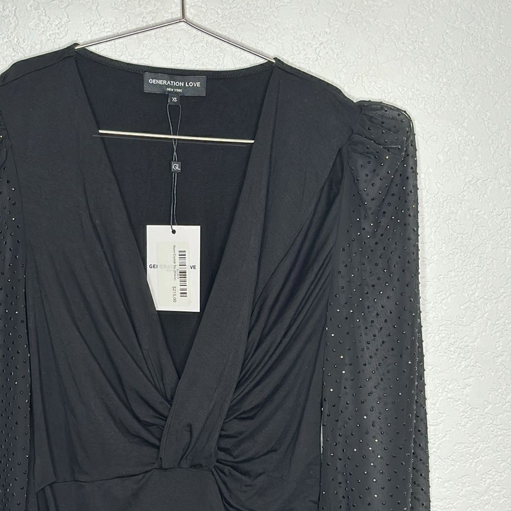 NWT Generation Love ROMI CRYSTAL TOP XS Black - Picture 5 of 13